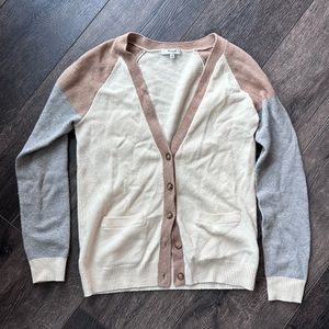 Madewell Colorblock Cardigan in Cream, Tan, and Gray